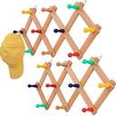 SCUNDA Expandable Hat Rack for Wall, Colorful Wall Hook for Coat/Mug/Baseball Cap, 2 Packs Hat Holder for Girls or Boys Room, Kids Room, Natural 2.5"D x 3"W x 13.6"H