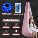 Light Up Kids Pod Swing Seat  Sensory Hammock Chair with Remote & Bluetooth App Control LED Lights, Inflatable Cushion, Pocket  Indoor & Outdoor Swing for Autism & Relaxation