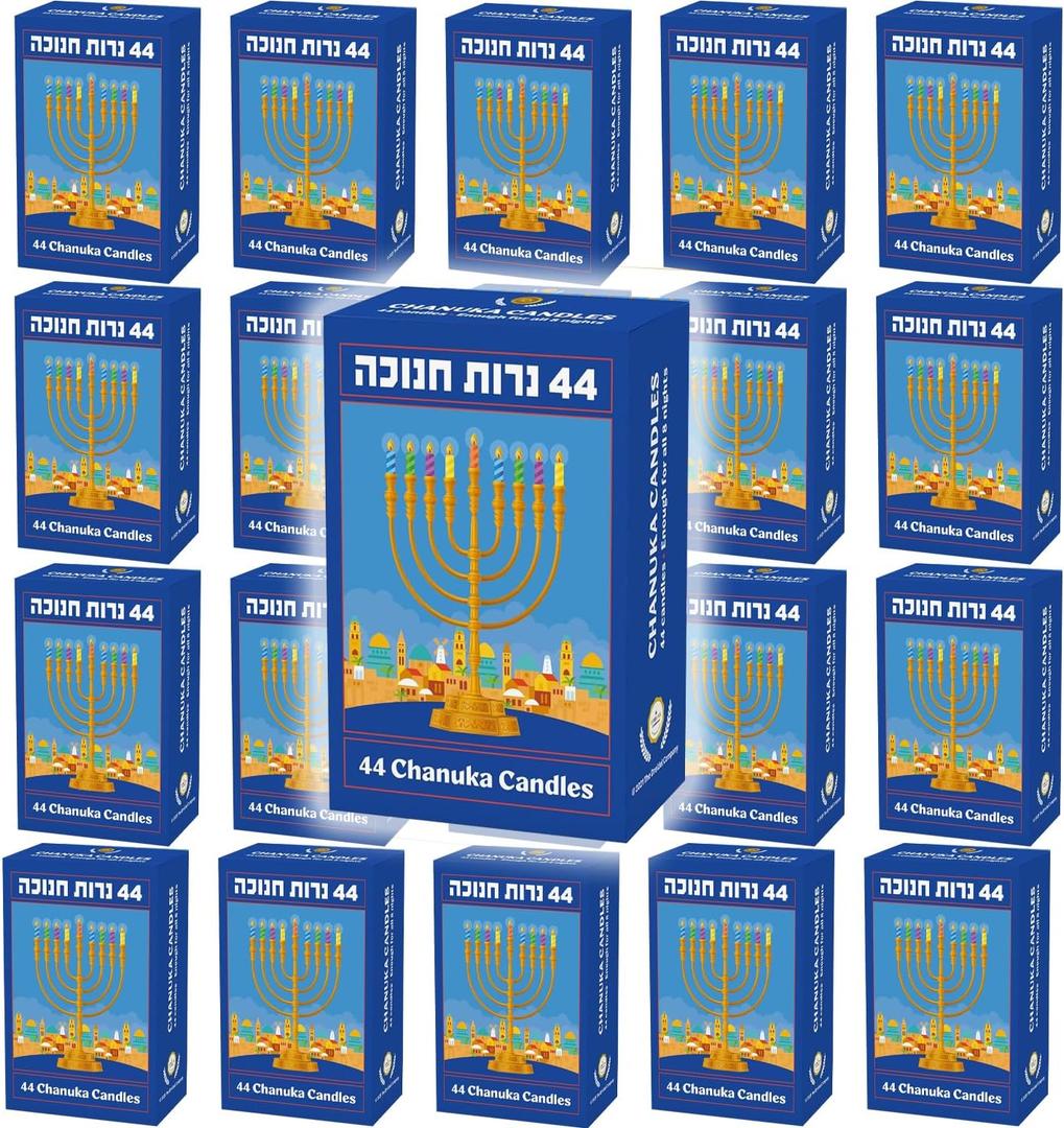 The Dreidel Company 40-Pack Multicolor Hanukkah Candles Menorah Candles Chanukah Candles 44 for All 8 Nights of Chanukah