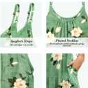 YESNO Summer Bohemian Floral Dresses for Women Spaghetti Straps Maxi Dress Casual Flowy Dresses with Pockets ES0 (Green, S)