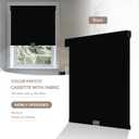 Boolegon Cordless Blackout Roller Shades for Windows, Free-Stop Linen Shades with Valance, Thermal Insulated Fabric, UV Protection Roller Blinds for Home, Office (Black, 36" W x 72" H)