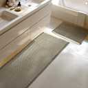 Large Waffle Bath Mat Set Non Slip, Ultra Absorbent Bath Mats for Christmas Bathroom Decor, Extra Soft Floor Bathroom Rugs Sets 2 Piece, Washable Bath Rugs Set, Green & White, 20"47" and 16"24"