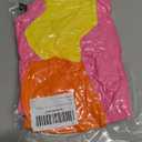 Funnycokid Girls One Piece Swimsuit Color Block Teen Bathing Suit with Pad Cover Up Skirt Yellow Orange(7-16Y)