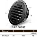 Zonon 24 Pcs Stainless Steel Soffit Vents 4 Inch Round Dryer Vent Cover with Mesh Screen for Home Outdoor Bathroom Wall Ceiling Outside Exterior Exhaust (Black)
