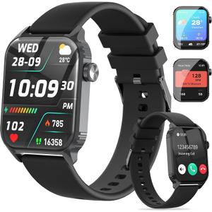 Smart Watch for Men with 1.83" HD Touchsreen, Bluetooth Call, Sleep Monitor, Music Control Watch for Android, iPhone Black