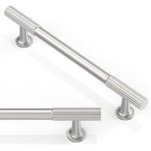 10 Pack Brushed Satin Nickel Cabinet Pulls 5 Inch(128mm) Kitchen Cabinet Handles Solid Zinc Alloy Cabinet Hardware Drawer Pulls (5" Hole Center)