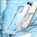 JETech Cute Case for iPhone 15 Pro 6.1-Inch, Wave Frame Curly Shape Shockproof Phone Cover for Women and Girls, Clear Hard PC Back (Blue)