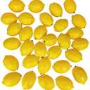 Winlyn 30 Pack Faux Yellow Lemons Artificial Fruits Fake Lemons Lifelike Simulation for Lemonade Party Kitchen Table Summer Decorations Vase Fillers Fruit Bowl Lemon Wreath Garland Photography Props