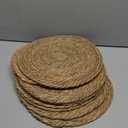 Round Woven Placemats - Boho Rattan Placemats Natural Water Hyacinth Placemat, Farmhouse Weave Place Mats, Rustic Braided Wicker Table Mats for Dining Table,Home,Wedding (12 inch Set of 8)