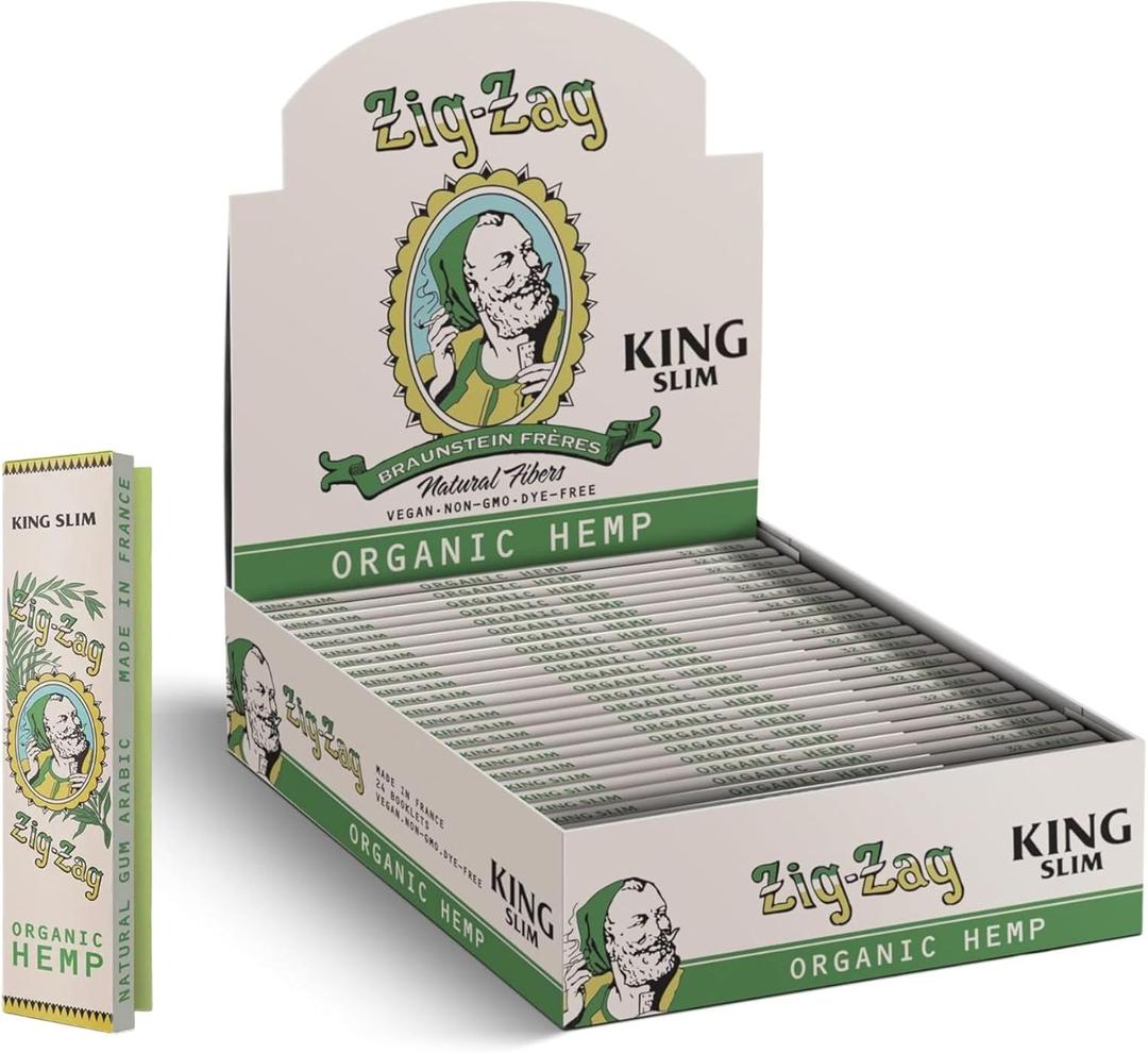 ZIG-ZAG Rolling Papers - Vintage Organic Hemp King Size - Slow Burning Rolling Papers (24-Pack)