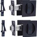 Dontay 2 Pack Pocket Door Lock with Pull, Color Coded Indicators, Privacy (Bed/Bath) Handles Latch, 2-3/8" Backset, Hardware for 1 3/8 to 2 3/16 Thickness Door (2, Matte Black)