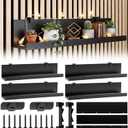 Pinkunn 4 Pack Wall Shelves for Wood Slat Acoustic Panels 3" x 15" Acoustic Panel Shelf Wall Mount Retail Display Shelves Slat Walls Shelf Accessories for Home Office Walls Storage Retail Accessories