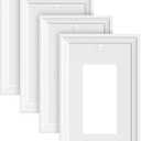 4-Pack Decorator Outlet Cover Plate, White Decorative Switch Plates and Outlet Covers, Natural Bamboo Fiber Wall Plates for Electrical Outlets, Receptacle, GFCI Outlet, Dimmer Switch