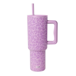 Simple Modern 40 fl oz Insulated Stainless Steel Trek Tumbler with Straw Lid | Electric Lavender Leopard
