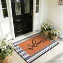2pcs Layered Doormat Set, Welcome Door Mat for Outdoor Front Door, 16x24 PVC Coil & 24x32 Crystal Velvet Non-Slip Layering Entry Mats for Farmhouse Porch DecorationWelcome, Buffalo Plaid