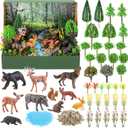 Teyva Daily 48 Pcs Forest Diorama Kit Habitat Project Box Set Forests Diorama Supplies Include Woodland Animal Model Figures Artificial Trees Fake Rocks with Cardboard for DIY Crafts Gifts