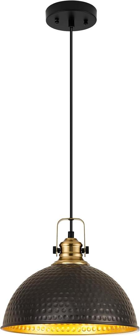 Black Pendant Lights Kitchen Island Industrial Pendant Light Fixtures Dome Kitchen Island Lights Metal Shade Modern Pendant Lighting for Bar Farmhouse Dining Room Bedroom Hallway 1 Pack