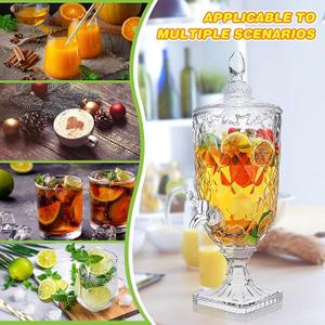 Nuogo 0.8 Gallon Drink Dispensers for Parties Glass Beverage Dispenser with Stand and Spigot Vintage Iced Beverage Dispenser Crystal Drink Dispensers Glass Fountain for Birthday Party Home