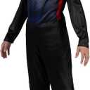 Marvel Miles Morales Official Youth Halloween Costume - Printed Jumpsuit with Fabric Mask (Black, L)