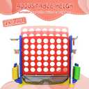 Giant 4 in A Row Game, Height Adjust Jumbo Yard Game Set for Kids & Adults with Mesh Catching Bag, Golf, Basketball Hoop & Ring Toss, 4-to-Score Connect Games for Indoor/Outdoor Fun