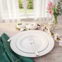 FLOWERCAT 60PCS White Plastic Plates - Heavy Duty White Disposable Plates for Mother's Day/Birthday Party/Wedding -serve for 30 guests Include 30PCS 10.25" & 30PCS 7.5" Plates for Party