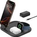 Belkin 3-in-1 MagSafe-Compatible iPhone Charger - Foldable Magnetic Qi2 Certified, MagSafe Charging Station for Phone, Apple Watch, AirPods - Wireless for Multiple Devices (Black)