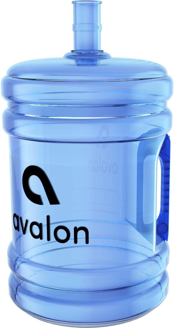 Avalon BPA Free 5 Gallon Reusable Water Bottle Container,  LARGE CAPACITY: This holds up to 5 gallons of water. This will fit in all water dispensers. CARRY HANDLE: There is a built-in carry handle for easy transport