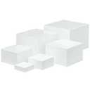 Acrylic Risers, 6 Pcs Acrylic Cube Display Stands, Buffet Risers, Food Risers for Buffet Table, Decorative Display Stand Shelf for Dessert Collectibles Jewelry Figures Show(White,3 to 8 Inch,Square)