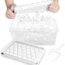 WIBIMEN Ice Cube Tray with Lid and Bin - Round Ice Trays for Freezer with Lid - Ice Cube Trays for Freezer with Ice Container (1"-2PACK White)