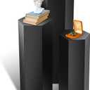 3 Pcs Matte Black Pedestal Stands for Display, Metal Hexagonal Pedestal Stands Cylinder Cake Dessert Table Pillar for Wedding Party Sculpture Collection Vases Birthday Decor(23.6in,29.5in,35.4in Tall)