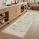 Soalmost Runner Rug 2x5 Washable Non-Slip Kitchen Entry Runners Brown | Soft Low-Pile Rugs for Bathroom Laundry Room, Vintage Foldable Floor Carpet Mat Hallway Entryway for Corridor Bedroom