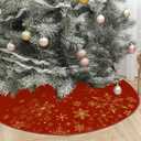 Tiamon 48 Inch Christmas Tree Skirt Large Double Layer Xmas Tree Decoration Christmas Tree Skirt Mat Decor for Winter Holiday Party Christmas Decoration(Red)