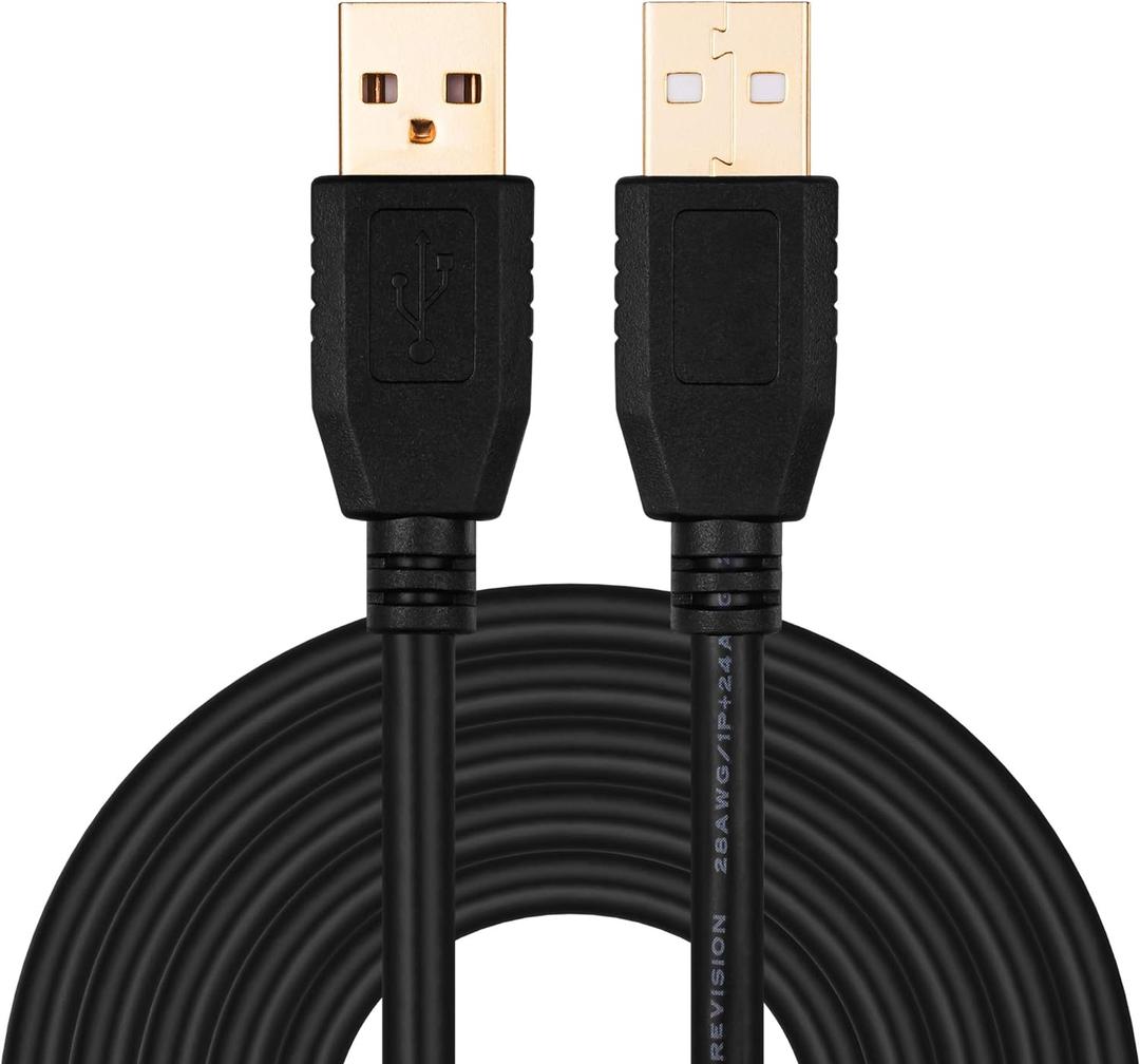 Tan QY USB A to A Male Cable 50Ft, Double End USB Cord with Gold-Plated Connector for Hard Drive Enclosures, Printers, Modems, Cameras(15M/50Ft)