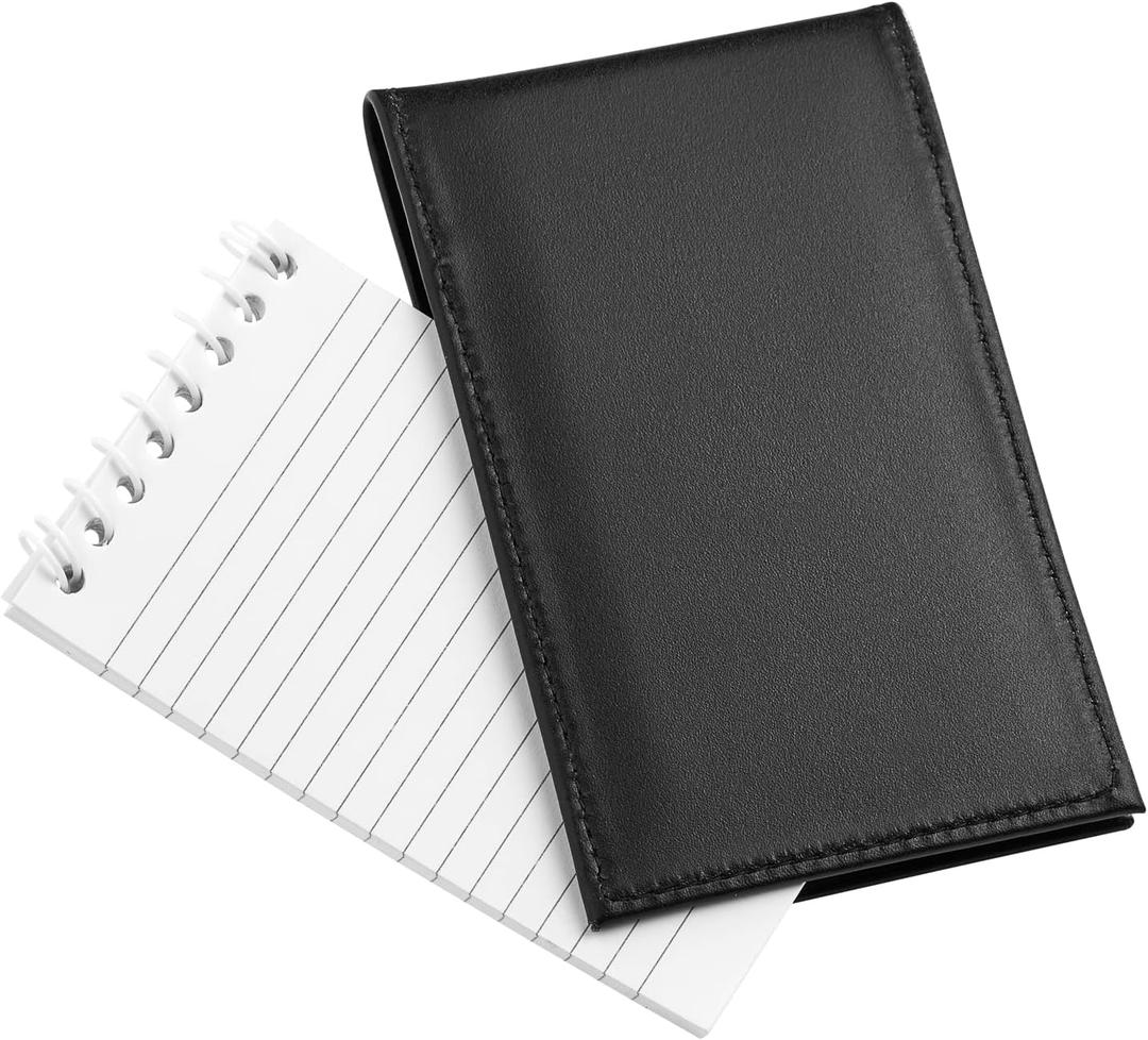 D&K Black Leather Notepad Holder for 3x5 Memo Pads, Refillable Pocket Notebook with Wallet for Law Enforcement, Investigator, Security Officer Gifts, EDC Case, Includes Small Flip Pocket Note Pad