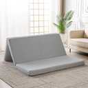 Wellos Foldable Mattress, 4 Inch Memory Foam Guest Floor Mat, Tri Folding Portable Mattress for Kids and Adults, Washable Cover, Non-Slip Design, Single Size (25.2" L x 74" W x 4" Th), Grey