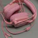 Gaming Headset for PC/PS4/PS5/Xbox One/Switch, Stereo Surround Sound Gaming Headphones with Noise Canceling Flexible Mic, Computer Headset with 3.5mm Jack & RGB Light (Pink)