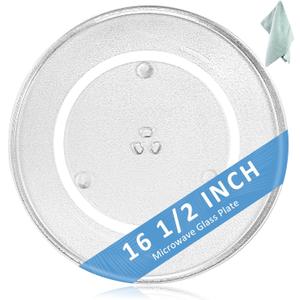 16.5" Microwave Glass Plate Compatible with Pana.sonic G.E Microwaves WB48X10046 Turntable Plate Replace F06014M00AP WB48X29704 5304519348 WPW10510836 Fit for Frigi-daire Whi-rlpool by Fetechmate