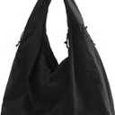Large Nylon Hobo Bag Women Crescent Shoulder Bag Vintage Tote Bag Casual Shopper Handbag for Women (Black)