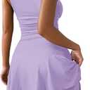 IWD Womens Square Neck Sleeveless Mini Summer Dress 2026 Ruched Waist Ruffle Hem A Line Graduation Cocktail Party Short Dress (Purple, XL)
