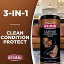 Weiman Leather Cleaner & Conditioner - Cleans, Restores & Protects Leather, UV Protection Prevent Cracking & Fading, For Car Seats, Sofas, Shoes, Bags & All Finished Leather Surfaces, 2 Pack, 60 Wipes