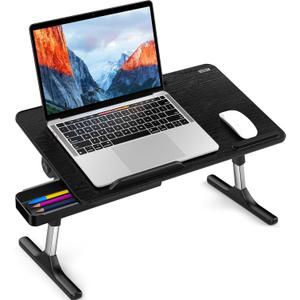 Besign LT05 Adjustable Laptop Table, Lap Desk, Portable Standing Bed Desk, Foldable Sofa Breakfast Tray, Notebook Computer Stand for Reading and Writing, Medium Size, Black (Black)