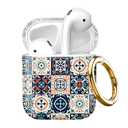 Compatible with AirPod 2nd//1st Generation Case Cover with Gold Keychain,Full Protective Shockproof Wireless Headphone Case for Airpod （Retro Flowers）