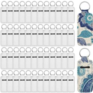 48 Pcs Sublimation Lip Balm Keychain Holder, Blanks Neoprene Lipstick Protective Cases for Women DIY Travel Crafts White