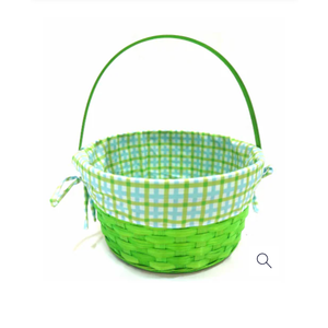 HH 10in Lined Bamboo Basket - Green, 2 PCS