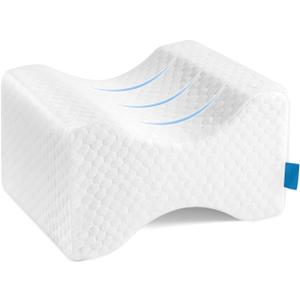 Memory Foam Knee Pillow, Sleeping Leg Pillow, for Side Sleepers & Pregnant Women - for Spinal Alignment, Relief Sciatica, Knee, Back, Leg & Hip Pain, with Washable Cover & Travel Bag, White