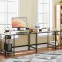 MINOSYS 55-inch Computer Desk with Storage Shelf - Vintage Ideal Gaming Desk for Bedrooms, Small Spaces, and Home Offices Modern Writing Desk for PCs.