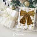 Gold Velvet Bows Christmas Tree Ornaments 8.5 inch Pre-Tied Golden Velvet Ribbon Bows for Christmas Tree, Gift Wrapping, Wreath, Garland, Crafts, Holiday Decor, 6 Pcs