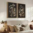 Large Framed Vintage Botanical 24x36 Wall Art for Living Room, 2 Piece
