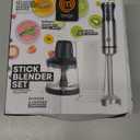 MasterChef Immersion Blender Handheld, Stainless Steel Hand Held Blending Stick Emulsifier with Chopper Attachment and Measuring Jug, Puree Blender for Making Baby Food, Soup, Sauces etc, 400W