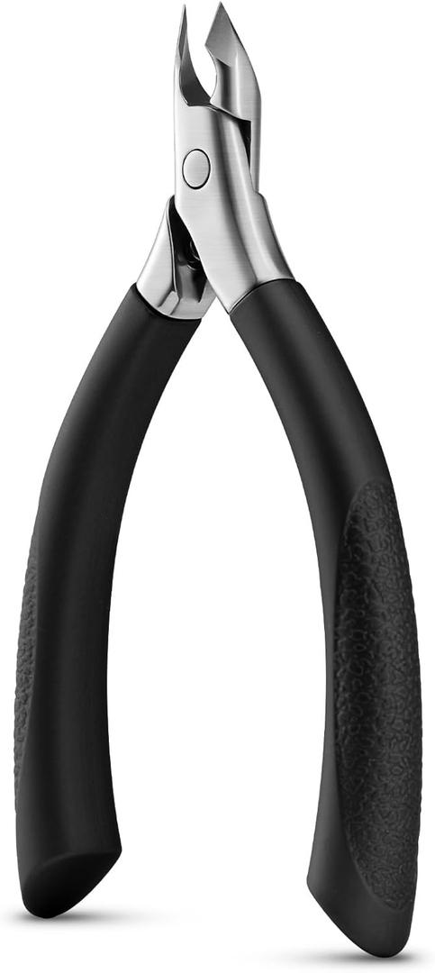 BEZOX Cuticle Clipper for Salon-Worthy Nails - Professional Half Jaw (5 mm) Cuticle Trimmers with Silicon Handle for Expert Manicures, Precision Cuticle Cutters Premium Nail Care Tool - Black